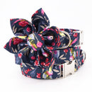 Collar de perro para niña, juego de flores y correa para perro mascota, gato con hebilla de metal dorado rosa