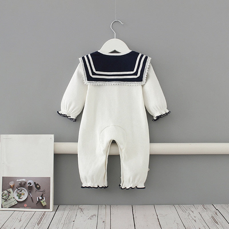 Baby Clothes New England Style Sailor Collar Baby Boys Clothes Infant Girls Rompers Jumpsuit Outfits 0-2Y