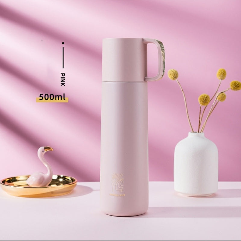 Termo de lujo de 500ml, botella de agua caliente, frasco de vacío de diseño Simple, vaso de acero inoxidable 304 con tapa, taza de café de viaje