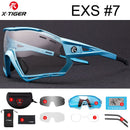 X-TIGER Photochrome Fahrradbrille 5 Linsen UV400 Mountainbike Brille Herren Outdoor Sport Fahrradbrille mit Myopie Rahmen
