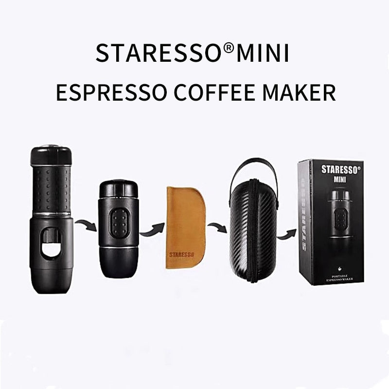 STARESSO MINI Espresso Multifunktions-Kaffeemaschine Manuelle Kaffeemaschine SP-200M Manuelle Kapsel/Kaffeepulver Tragbar für den Außenbereich