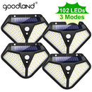 Goodland 102 LED-Solarleuchte für den Außenbereich, Solarlampe, angetrieben durch Sonnenlicht, 3 Modi, PIR-Bewegungssensor für Gartendekoration, Wall Street