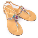 NUEVAS sandalias de playa de verano para mujer, zapatos de diamantes bohemios a la moda para mujer, chanclas con correa en T para mujer, zapatillas brillantes informales bohemias