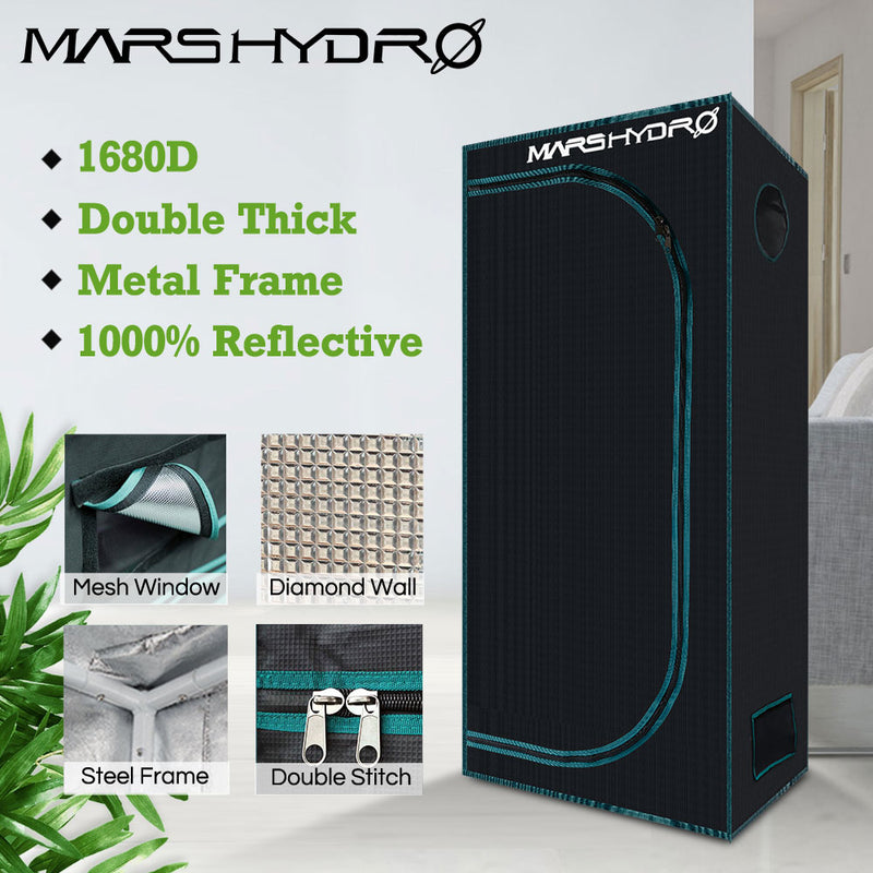 1680D Mars Hydro 60x60x140cm caja de tienda de cultivo LED interior jardín hidropónico cabaña a prueba de agua diamante reflectante Mylar cuarto de cultivo