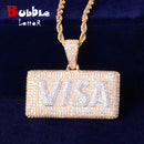 Visa Card Shape Anhänger Kubikzircon Herren Hip Hop Halskette Schmuck