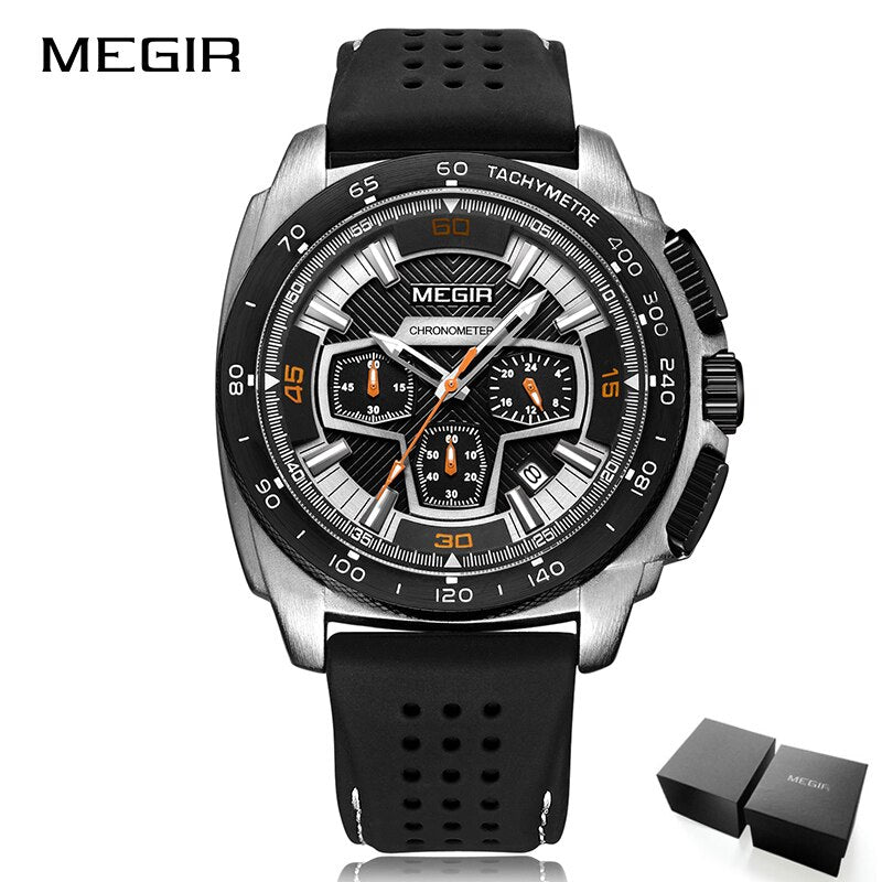 Reloj cronógrafo MEGIR para hombre, relojes deportivos militares del ejército, reloj de pulsera de cuarzo con correa de silicona informal a la moda, reloj Masculino