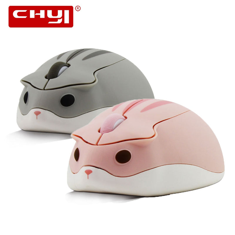 CHYI Cute Cartoon Wireless Mouse USB Optical Computer Mouse Portable Mini Laptop Mause Pink Hamster Design Mäuse für Kinder Macbook