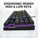 METOO Wired Gaming Mechanische Tastatur mit Hintergrundbeleuchtung, 89 Tasten, Anti-Ghosting, Blau, Rot, Braun, Schalter, Zahlentasten für Spiel, Laptop, PC, Russisch