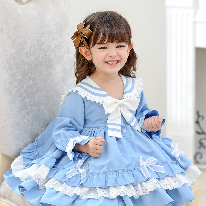 Baby Girls Spanish Dress Children Bowknot Lolita Ball Gowns Kids Birthday Pageant Party Dresses infant Vintage Princess Vestidos