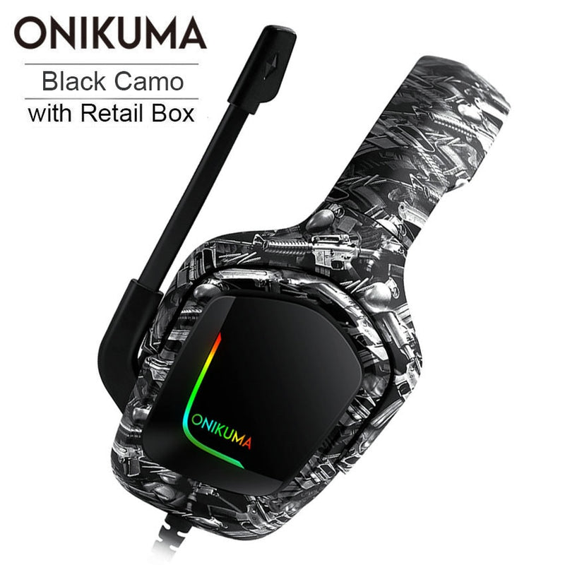 ONIKUMA K20 PS4 Headset casque PC Gamer Stereo Gaming Headphones with Mic/Led Light for XBox One/Laptop Tablet