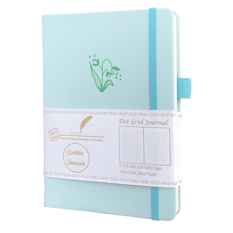 BUKE Dotted Journal Dot Grid Notebook Sketcbook - PU Leather, 160gsm Thick Paper, Inner Pocket, Elastic Closure, Pen Holder