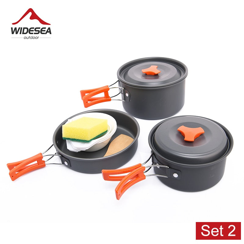 Widesea Camping Tableware Outdoor Cookware Set Pots Tourist Dishes Bowler Kitchen Equipment Gear Utensils Hiking Picnic Travel