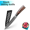 Cuchillo de cocina 1-9 Uds cuchillos de Chef 7CR17 440C acero inoxidable de alto carbono Damasco dibujo Gyuto Cleaver Set rebanador cuchillo Santoku