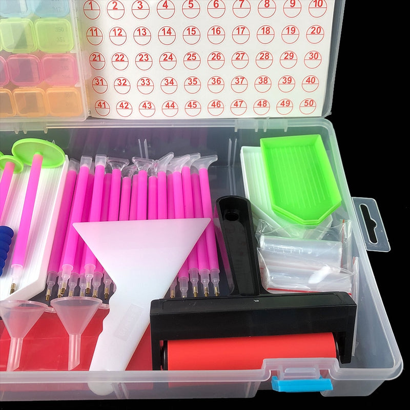 126/127/128pcs Diamond Painting Tools sets 5D Diamond Painting Accessories Kits Storage Box Roller Point Sticker Drill Pen Set