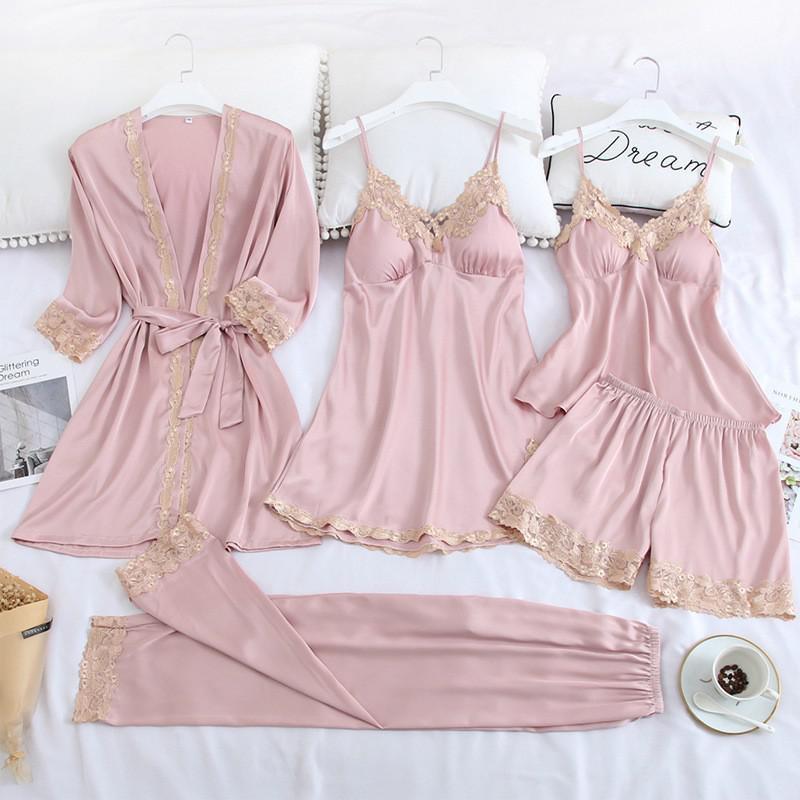 Sexy Print Braut Hochzeit Robe Set Weiche Nachtwäsche Damen Sommer Satin Nachtwäsche Bademantel Homewear Schlaf Set Kurzes Nachthemd