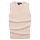 Chaleco de buena calidad para primavera y otoño para hombre, jerséis sin mangas, jerséis 100% de algodón, chaleco tejido informal, Tops de punto para hombre a la moda