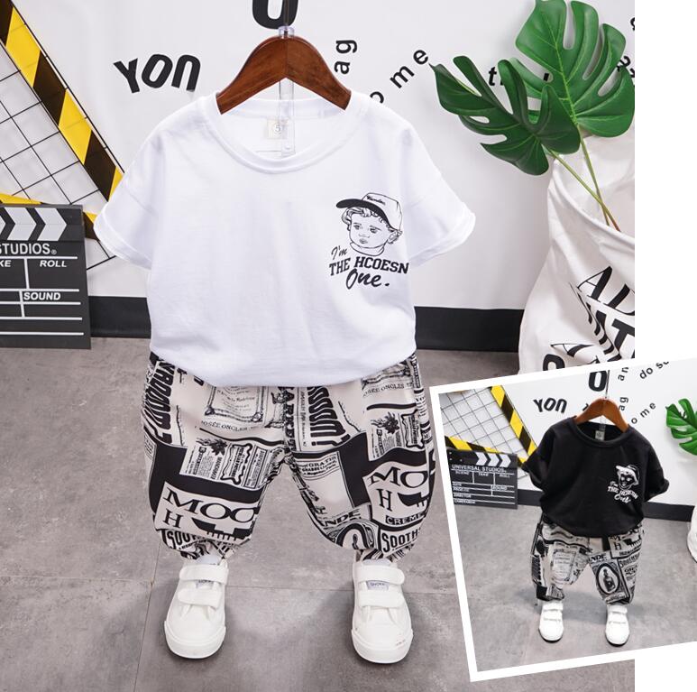 Kids Clothes Toddler Boys Clothing Set Children Summer Cartoon Kids sketch Tops Shorts Infantil Baby Suit 2-7years