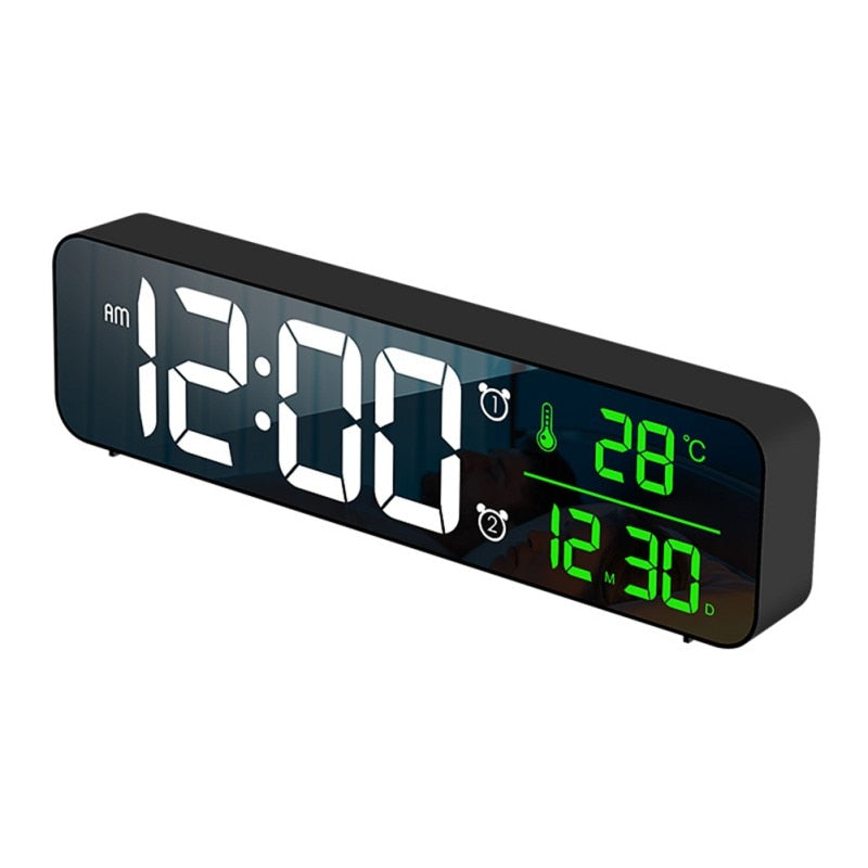 LED Digital Alarm Clocks With Snooze Digital Temp Time Music Dual Clock With USB Charger Large Digit Display Brightness Dimmer