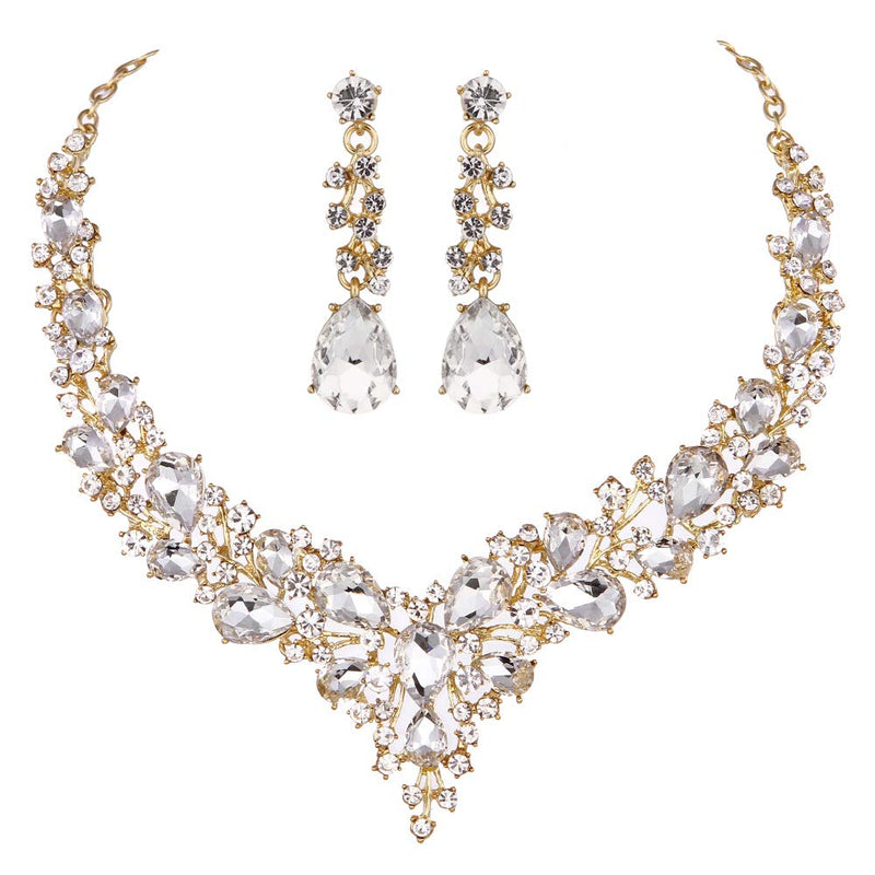 Zarte Frauen Österreichische Kristall Schmuck Sets 16 Farben Für Braut Hochzeit Halskette Und Ohrringe Sets Dame Party Modeschmuck