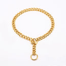 18 Karat vergoldetes Hundehalsband Edelstahl Choke Hundekette für Deutschen Schäferhund Metallleine Haustierzubehör für große Hunde 10A