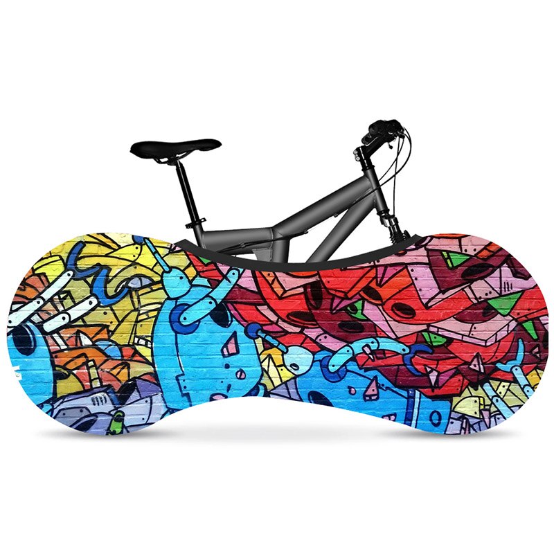 HSSEE graffiti series elastic bicycle indoor dust cover elastic fabric bicycle tire cover 700c 26&quot;-28&quot; road bike accessories