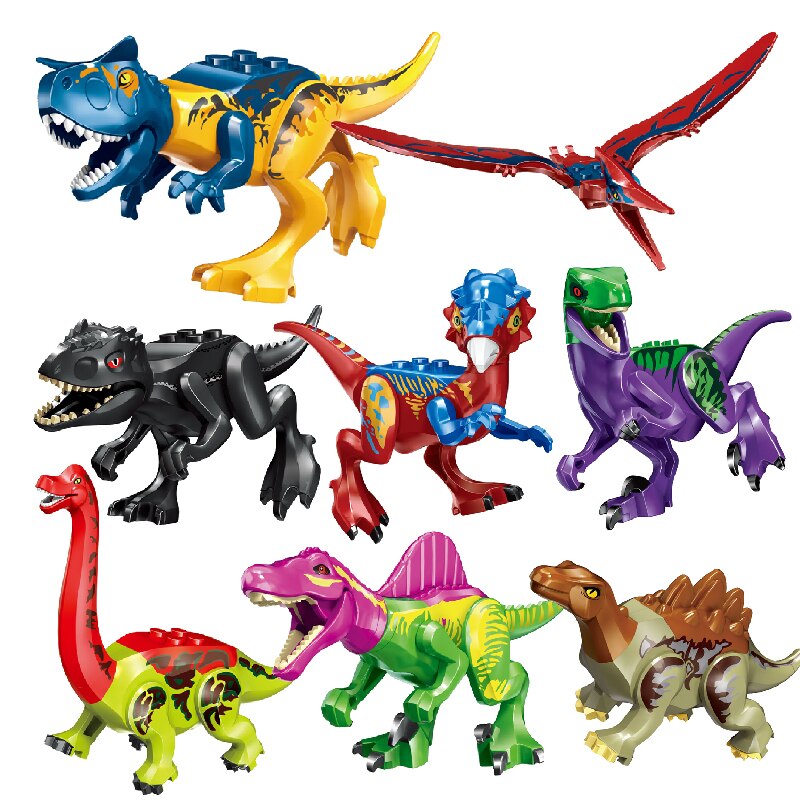 Nuevo dinosaurio Jurásico animales de la selva DIY bloques dinosaurios Mini modelos bloques de construcción ladrillos chico Dino juguetes para niños