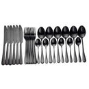 Tablewellware Geschirr Schwarzes Besteck-Set 24-teiliges Edelstahl-Besteckkasten-Gabel-Messer-Löffel-Geschirr-Set Küchenlöffel-Set
