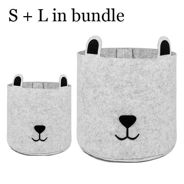 Felt Fabric Laundry Basket Toy Storage Baskets Bin For Kids Dog Toys Clothes Organizer Cute Animal Laundry bucket