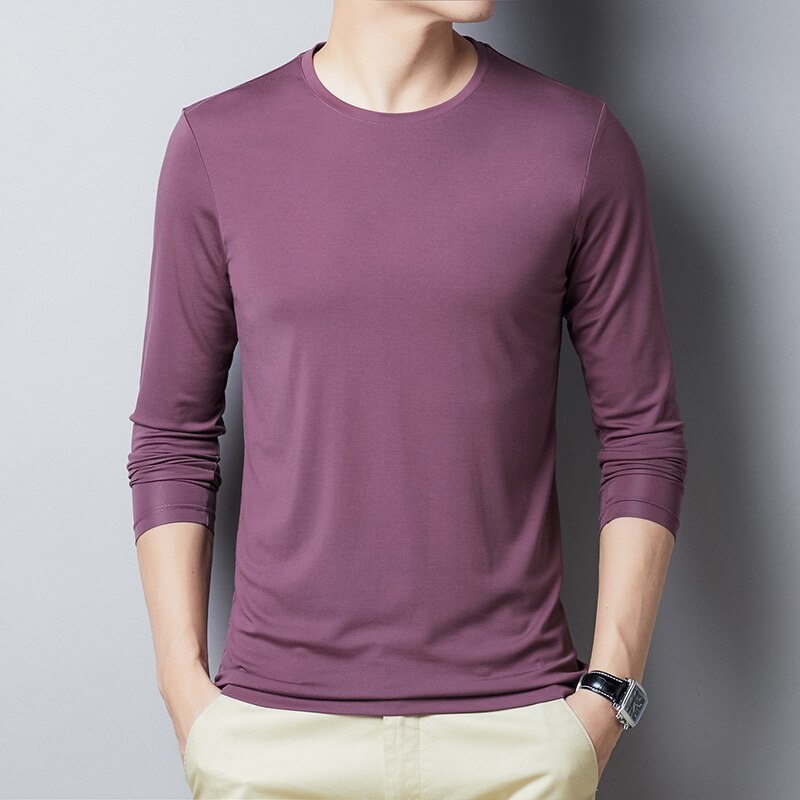 New Men t-shirt Cotton Spring Long sleeve tshirt Mens Fashion Solid Colors Slim Fit Tee shirt Homme Men Clothing T892