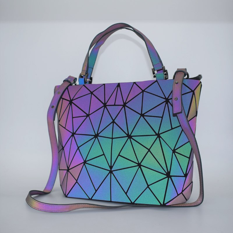 Nuevos bolsos de mensajero luminosos, bolso Bao para mujer, bolso de mano con diamantes, bolsos de hombro geométricos, bolso plegable liso con láser noctilucente, bolso de mano