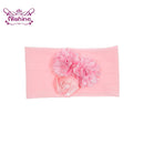 Nishine Weiches Stretch-Satin-Rosen-Blumen-Baby-Stirnband, Neugeborene, Knoten, breite Nylon-Kopftücher, Turban, Mädchen, Kopfbedeckung, Kinder-Foto-Requisiten