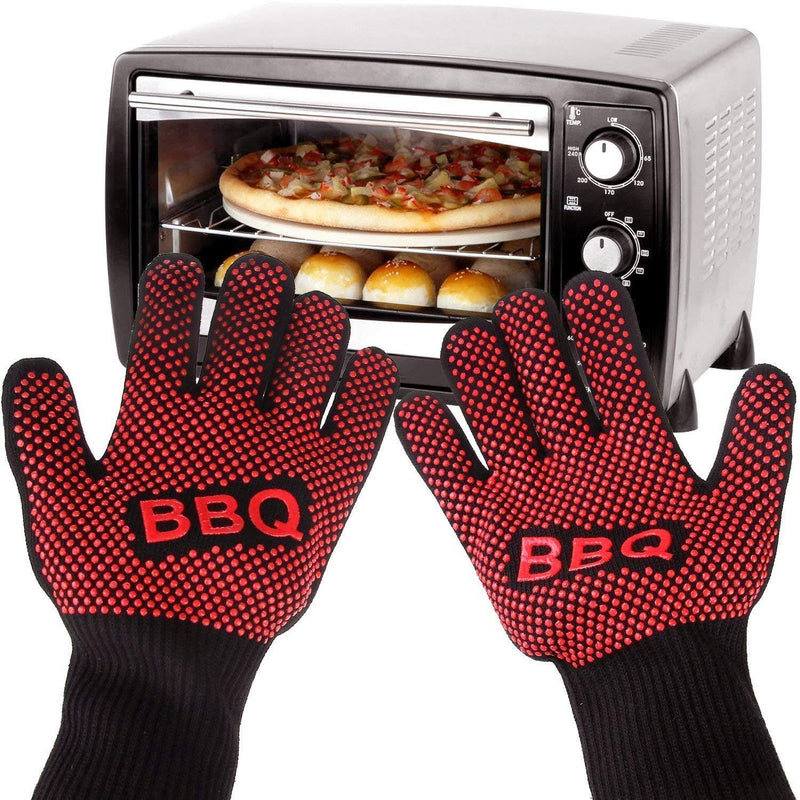 2 Stück Feuerfeste Handschuhe Grill Kevlar 500 Grad BBQ Flammhemmende Feuerfeste Ofenhandschuhe für Wärmeisolierung Mikrowellenherd