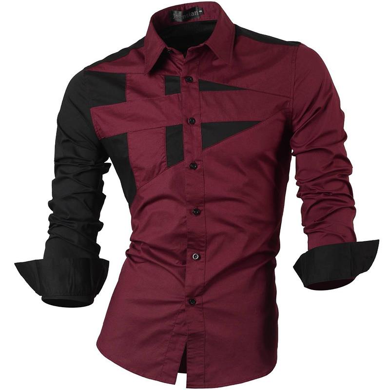 jeansian Spring Autumn Features Shirts Men Casual Long Sleeve Casual Male Shirts Zipper Decoration (No Pockets) Z015