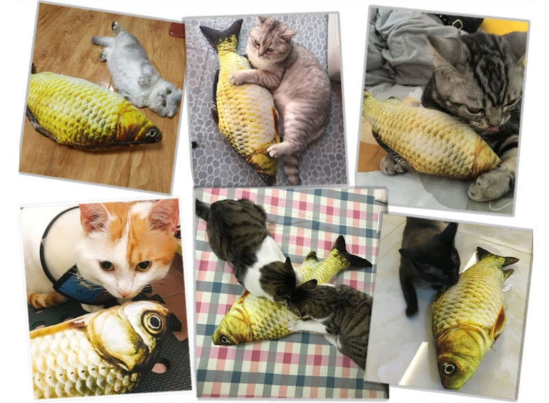 Juguete para gatos, pez interactivo, hierba gatera, juguete para mascotas, peluche suave, forma de pez 3D, regalos, juguetes, almohada de peluche, muñeca, pez de imitación, juguete para jugar