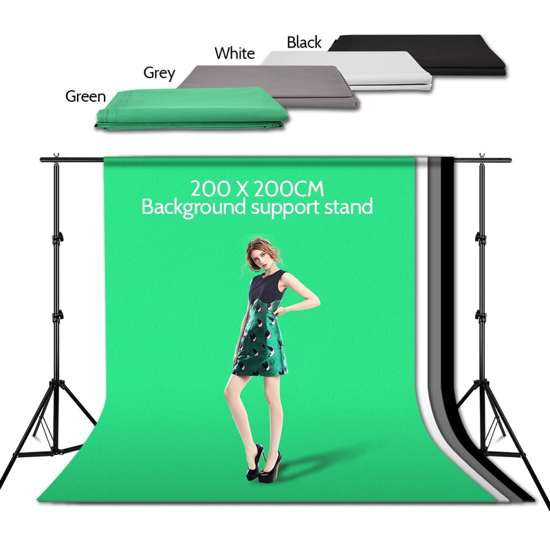 Fondo de fotografía de 2m x 2m, sistema de soporte de fondo, 1,6x3m, negro, blanco, gris, verde, pantalla de fondo para estudio fotográfico de vídeo