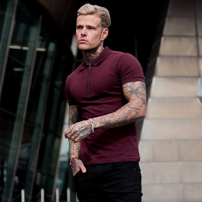 Herren Sommer Solid Polo Shirt Kurzarm Slim Fit Polos Mode Streetwear Tops Herren Baumwolle Fitness Sport Casual Golf Shirts