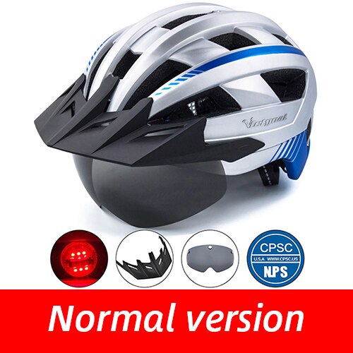 Victgoal casco de bicicleta LED montaña carretera USB recargable luz casco de ciclismo para hombre visera gafas hombres MTB bicicleta casco