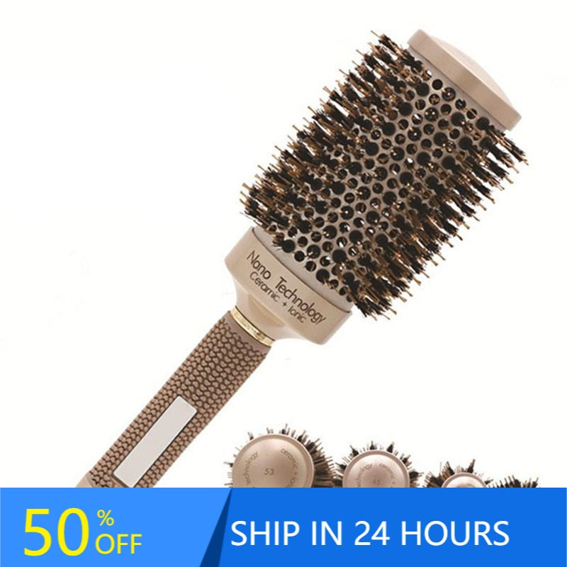 4 Sizes Professional Salon Styling Tools Round Hair Comb Hairdressing Curling Hair Brushes Comb Ceramic Iron Barrel Comb 20