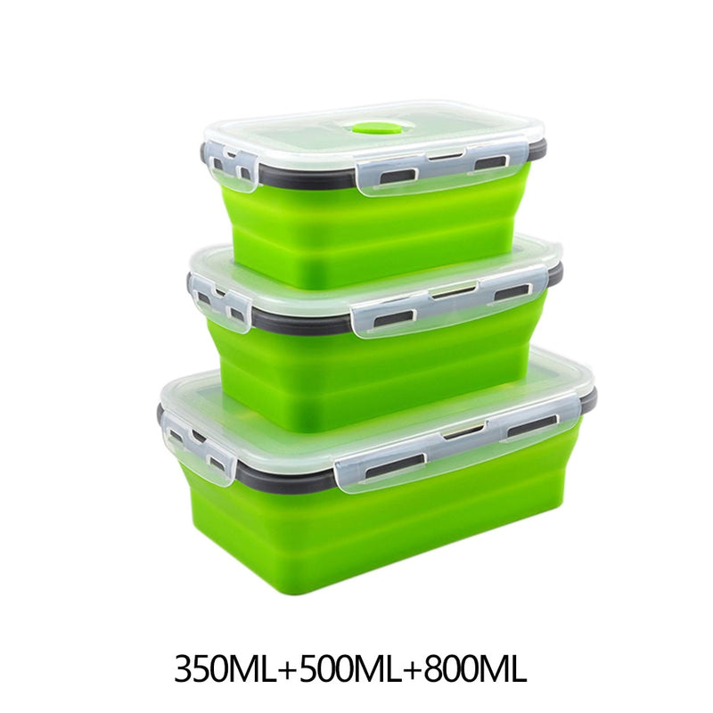 Food Storage Containers With Lids Silicone Collapsible BPA Free Lunch Fruit Salad Box Set reezer Microwavable