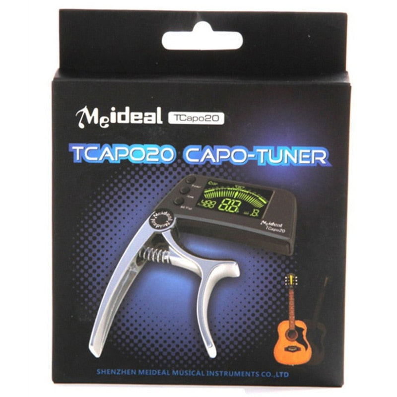 TCapo20 Acoustic Guitar Tuner Capo Guitar Capofret 2 in 1 Capo Tuner Metall für E-Gitarre Bass Chromatic Parts