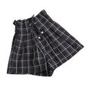 HELIAR 2022 Spring Women Plaid Shorts Elastic Waist Drawstring Wide Leg Shorts With Saches High Waist Shorts For Women