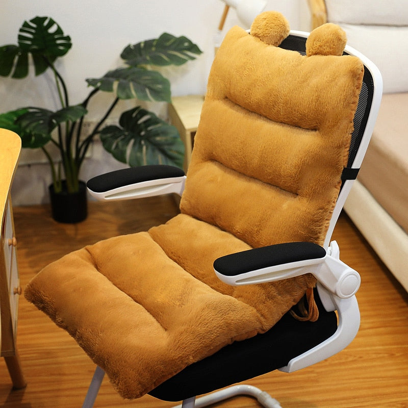 Chair One-piece Cushion Office Sedentary Butt Mat Student Seat Back Cushions Waist Support  Bedside Mats Chair Backrest Washable