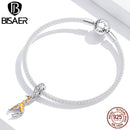 BISAER Tier Giraffe Dangle Charm 925 Sterling Silber Emaille CZ Perlen Anhänger DIY Original Armbänder Halskette Schmuck EFC258