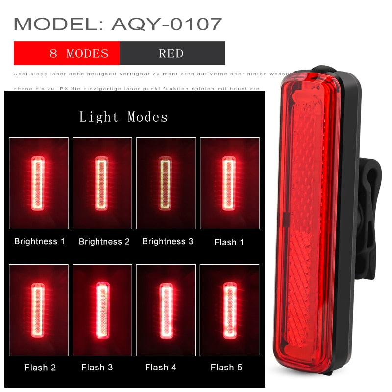 Fahrrad wasserdichtes Rücklicht Reitrücklicht LED USB wiederaufladbares Mountainbike Fahrradlicht Rücklicht Helmlicht Multi-Mode