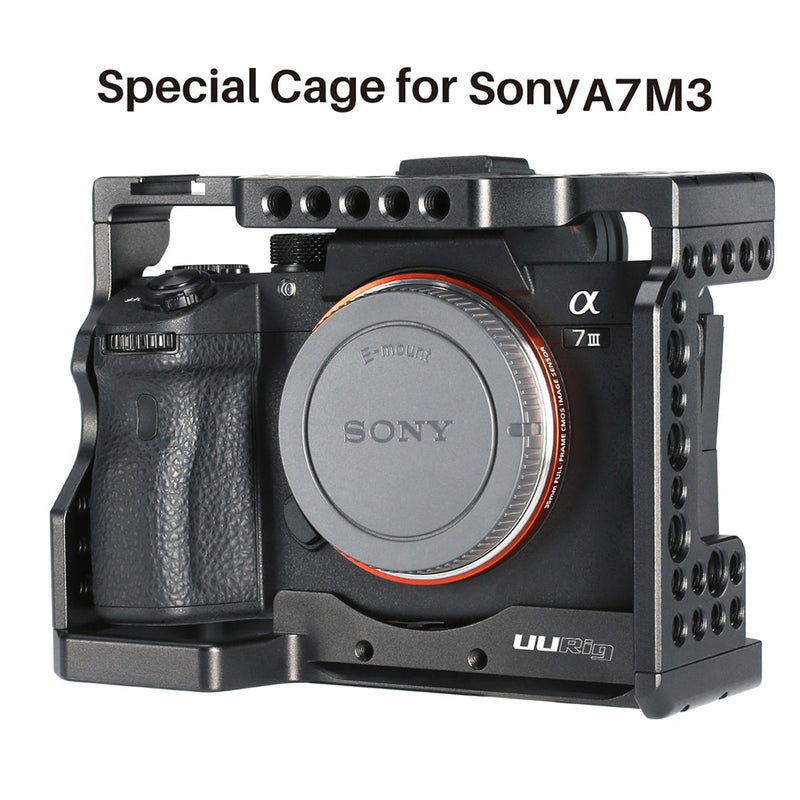 UURig C-A73 Kamerakäfig für Sony A7III A7R3 A7M3 Standard-Schnellwechselplatte im Arca-Stil mit Griff oben Sony A7III
