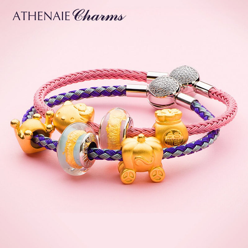 ATHENAIE Colorful Wire Charms Bracelet with 925 Sterling Silver CZ Love Heart Clasp for Women Fit Charm Beads DIY Gift