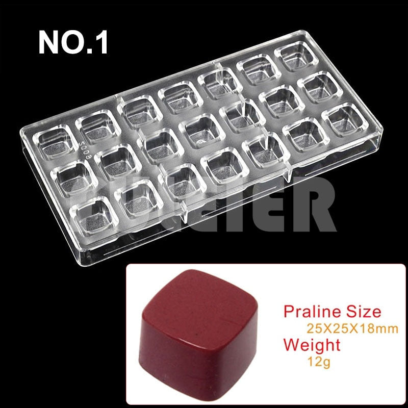 20 style Polycarbonate Chocolate Mold 3D heart ,eggs,cub ect.  Chocolate Candy Bars Molds baking  pastry Confectionery tools