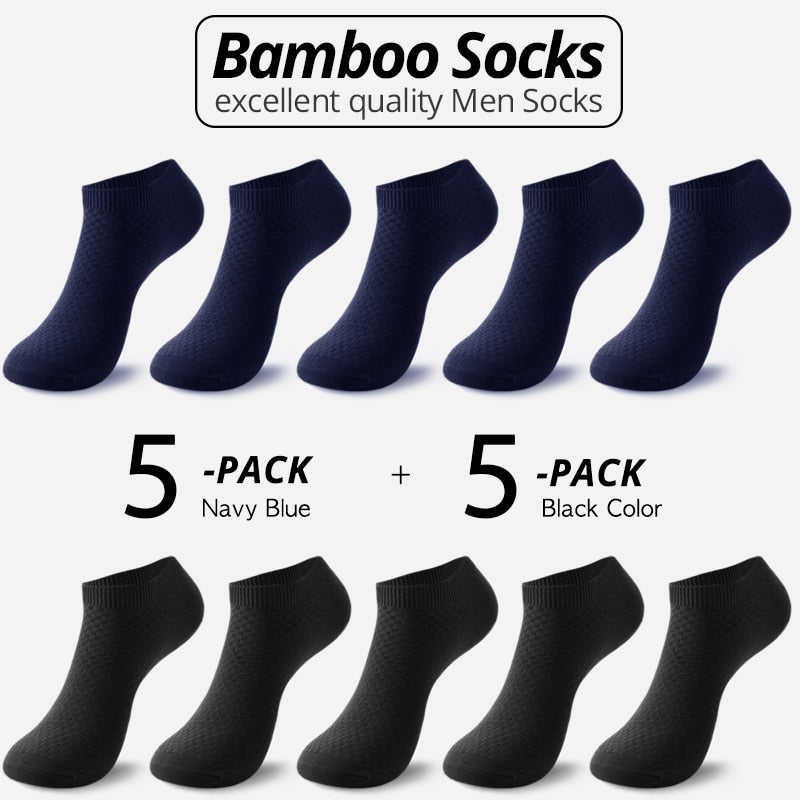 10 Paar Bambusfaser Herren Socken Short Ankle Business Schwarz Männlich Meias Socken Sommer Atmungsaktiv Herren Kleid Schuhe Kleidung Größe 38-44