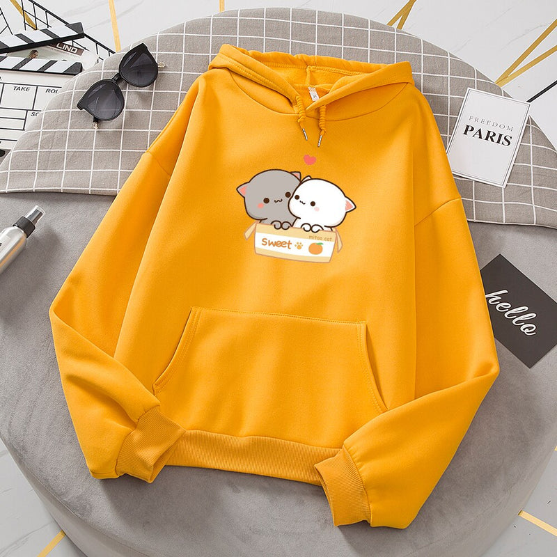 Grunge Aesthetic Hooded Hoodies Women Kawaii Oversized Graphic Sweatshirt Ladies Casual Harajuku Couple Clothes Sudadera Mujer