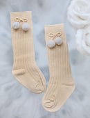 6 Farben.Unisex Kinder Cherry Hair Ball Kniestrümpfe.Baby Kleinkind In Tube Socken für Mädchen Boys.Kid Cherry Stricksocke 2-6Y